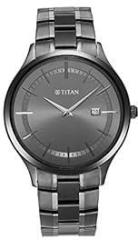 Titan Classique Slimline Anthracite Dial Analog with Date Stainless Steel Strap Watch for Men NS90142QM02