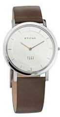 Titan Edge Silver Dial Analog Stainless Steel Leather Strap Watch for Men NS1595SL03