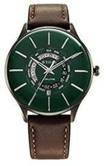 Titan Green Dial World Time with Date Leather Strap Analog Watch for Men NS90145QL01