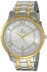 Titan Karishma Analog Silver Dial Gold Band Men's Stainless Steel Watch NL1775BM01/NR1775BM01