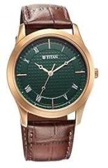 Titan Karishma Green Dial Analog Leather Strap Watch for Men NS1823WL02