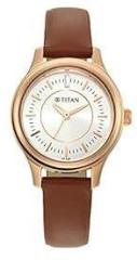 Titan Ladies Karishma Analog Silver Dial Women's Watch 2638WL01/2638WL01 Genuine Leather, Brown Strap