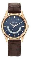 Titan Lagan Blue Dial Analog Leather Strap Watch for Men NS1713WL01