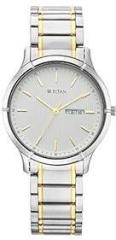 Titan Lagan White Dial Analog with Day and Date Metal Strap Watch for Men NS1775BM02