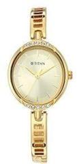 Titan Light Champagne Dial Analog Watch For Women NR2637YM01 Stainless Steel, Gold Strap