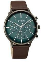 Titan Light Leathers IV Analog Green Dial Men's Watch 90134QL01/NP90134QL01