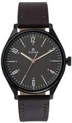 Titan Men Leather Neo Iv Analog Black Dial Watch Nl1802Nl01/Nr1802Nl01, Band Color Brown