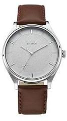 Titan Men's Classic Analog White Watch: Gradient Dial & Sleek Markings with Leather Strap NS1802SL13