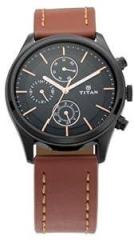 Titan Men's Metropolitan Charm: Men's Multifunctional Black Watch with Leather Strap NS1805NL01