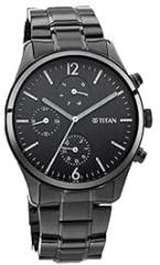 Titan Men's Metropolitan Charm: Men's Multifunctional Black Watch with Metallic Accents NS1805NM02