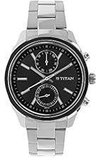 Titan Men's Metropolitan Luxe: Multifunction dark grey Dial with Two Tone Stainless Steel Bracelet Watch NS1733KM01