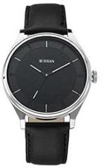 Titan Men's Minimalist Zen Watch: Sleek Leather Strap with Contrast Hands NS1802SL11