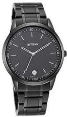 Titan Men's Timeless Style Analog Watch: Refined Black Dial and Metal Strap 1806NM01