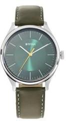 Titan Men's Urban Edge Lustrous Green Dial Leather Analog Watch Np1802Sl04