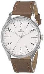 Titan Men's Urban Edge Lustrous Silver Dial Leather Analog Watch 1802SL01