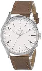 Titan Men's Urban Edge Lustrous Silver Dial Leather Watch 1802SL01