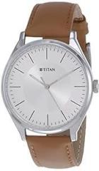 Titan Men's Urban Edge Lustrous White Dial Leather Analog Watch NP1802SL07