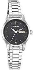 Titan Metal Black Dial Analog Watch for Women Nr2656Sm03, Band Color Silver