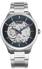 Titan Metal Mechanicals Blue Dial Automatic Stainless Steel Strap Watch for Men NS90140SM01