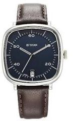 Titan Neo Curve Quartz Analog with Date with Date Blue Dial Brown Leather Strap Watch for Men NS1885SL03