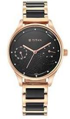 Titan Purple Acetate Black Dial Analog with Day and Date Metal and Acetate Strap Watch for Women NS2670WD01