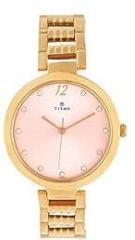 Titan Purple Fashion Basics Analog Pink Dial Women's Watch NN2480WM03/NR2480WM03 Stainless Steel, Rose Gold Strap