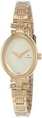 Titan Quartz Analog Champagne Dial Stainless Steel Strap Watch for Women NS2535YM01