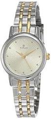 Titan Quartz Analog Champagne Dial Stainless Steel Strap Watch for Women NS2593BM01