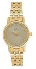 Titan Quartz Analog Champagne Dial Stainless Steel Strap Watch for Women NS2593YM01