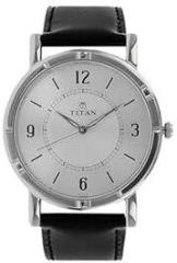 Titan Quartz Analog Silver Dial Leather Strap Watch for Men NN1639SL03