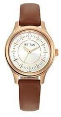 Titan Quartz Analog Silver Dial Leather Strap Watch for Women 2638WL01