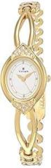 Titan Quartz Analog White Dial Metal Strap Watch for Women NS2468YM04