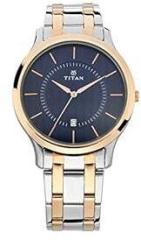 Titan Quartz Analog with Date Blue Dial Stainless Steel Strap Watch for Men NS1825KM01