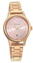 Titan Quartz Analog with Date Rose Gold Dial Metal Strap Watch for Women NS2638WM01