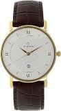 Titan Quartz Analog With Date White Dial Leather Strap Watch For Men NS9162YL01