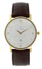 Titan Quartz Analog with Date White Dial Leather Strap Watch for Men NS9162YL01