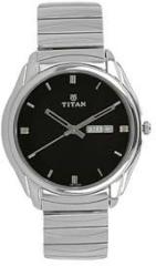 Titan Quartz Analog with Day and Date Black Dial Stainless Steel Strap Watch for Men NS1578SM04