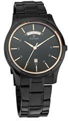 Titan Quartz Analog with Day and Date Black Dial Stainless Steel Strap Watch for Men NS1767NM01