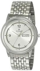 Titan Quartz Analog with Day and Date Silver Dial Stainless Steel Strap Watch for Men NK1638SM01