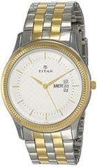 Titan Quartz Analog with Day and Date Silver Dial Stainless Steel Strap Watch for Men NR1824BM01