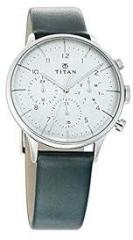 Titan Quartz Multifunction White Dial Leather Strap Watch for Men NS90102SL03