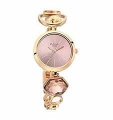 Titan Raga Women's Grace Analog Watch: Mother of Pearl Pink Dial & Rose Gold Band Ornate Bracelet Metal Watch NS2606WM09