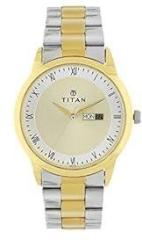 Titan Regalia Quartz Analog with Day and Date Champagne Dial Stainless Steel Strap Watch for Men NS1584BM02