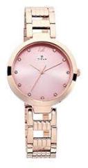 Titan Sparkle Pink Dial Analog Stainless Steel Strap watch for Women NS2480WM03