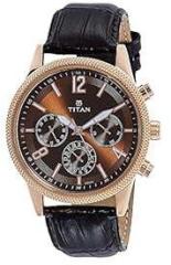 Titan Stainless Steel Neo Analog Silver Dial Men's Watch Nl1734Wl01/Np1734Wl01, Band Color:Brown