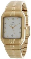 Titan Unisex Stainless Steel Analog White Dial Watch 9264Ym01, Band Color Gold