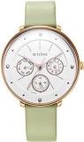 Titan Women Leather Analog White Dial Watch 2651Wl09, Band Color Rose Gold