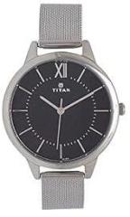 Titan Women Metal Black Dial Analog Watch Nr2617Sm01, Band Color Silver