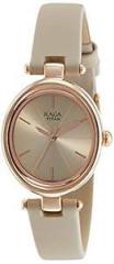 Titan Women's Analog Rose Gold Dial Beige Band Leather Watch