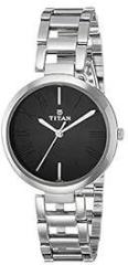 Titan Womens Black Dial Semi Solid Analogue Watch NM2480SM02